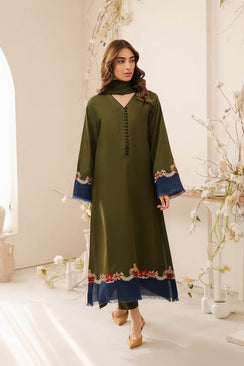 3PC Unstitched Dhanak Embroidered Shirt with Dhanak Dupatta MT-112 A