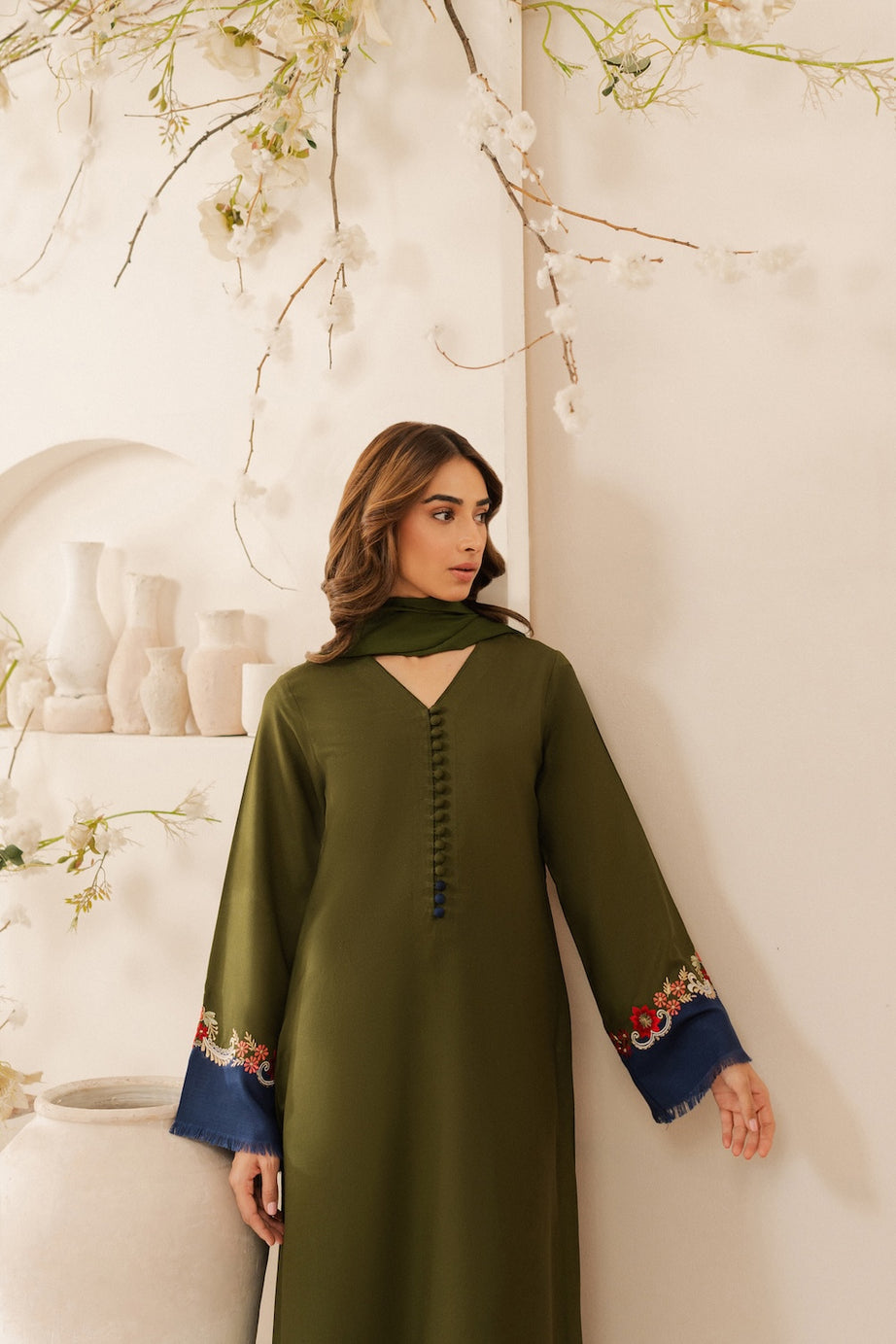 3PC Unstitched Dhanak Embroidered Shirt with Dhanak Dupatta MT-112 A