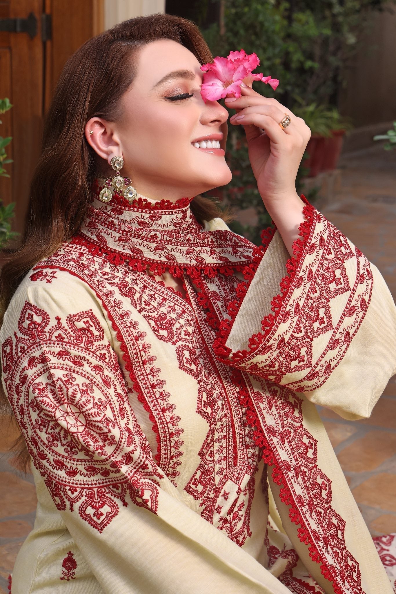 3PC Unstitched Dhanak Embroidered Shirt with Dhanak  Embroidered Shawl MT-113