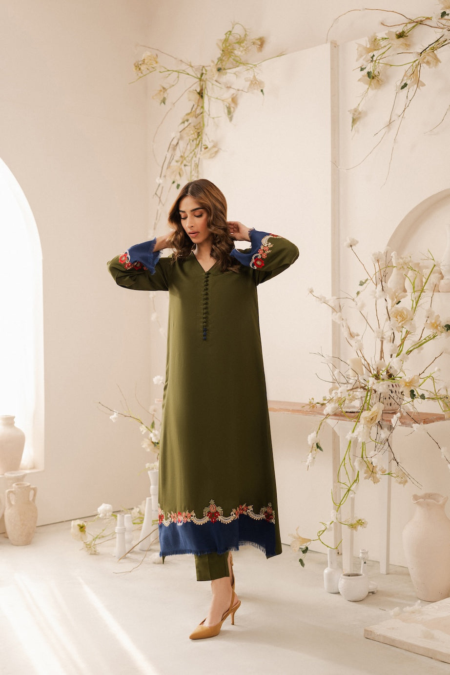 3PC Unstitched Dhanak Embroidered Shirt with Dhanak Dupatta MT-112 A