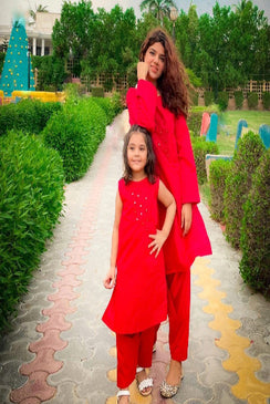 Mom & Daughter Matching Red Lawn Suit