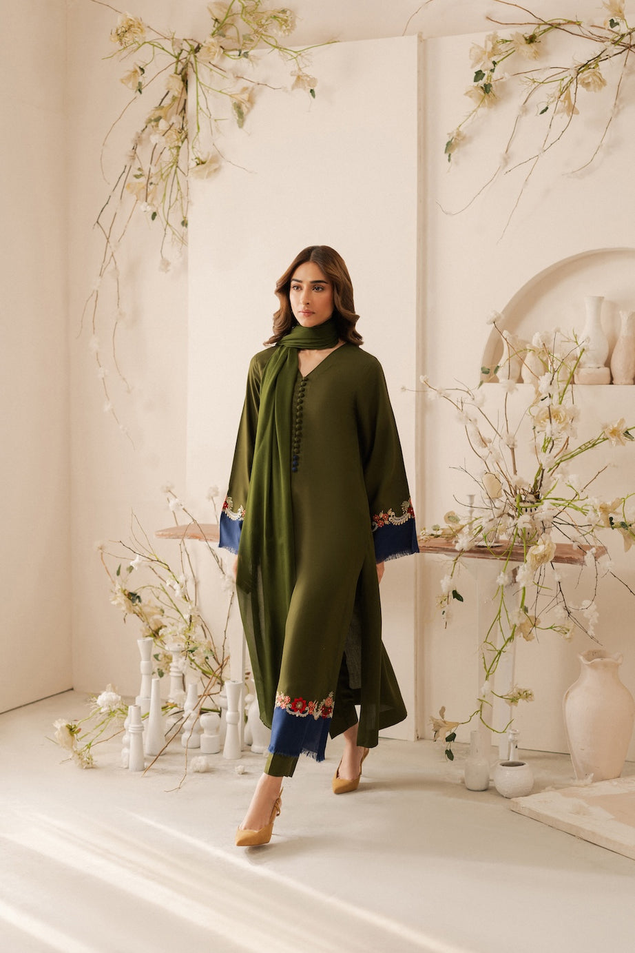 3PC Unstitched Dhanak Embroidered Shirt with Dhanak Dupatta MT-112 A