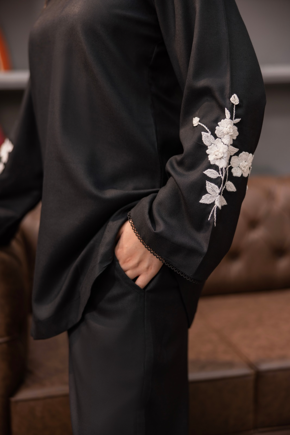 Black Orchid Hand Made Embroidery