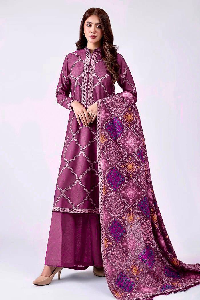 3PC Unstitched Karandi Embroidered Shirt with Karandi Embroidered Dupatta MT-106
