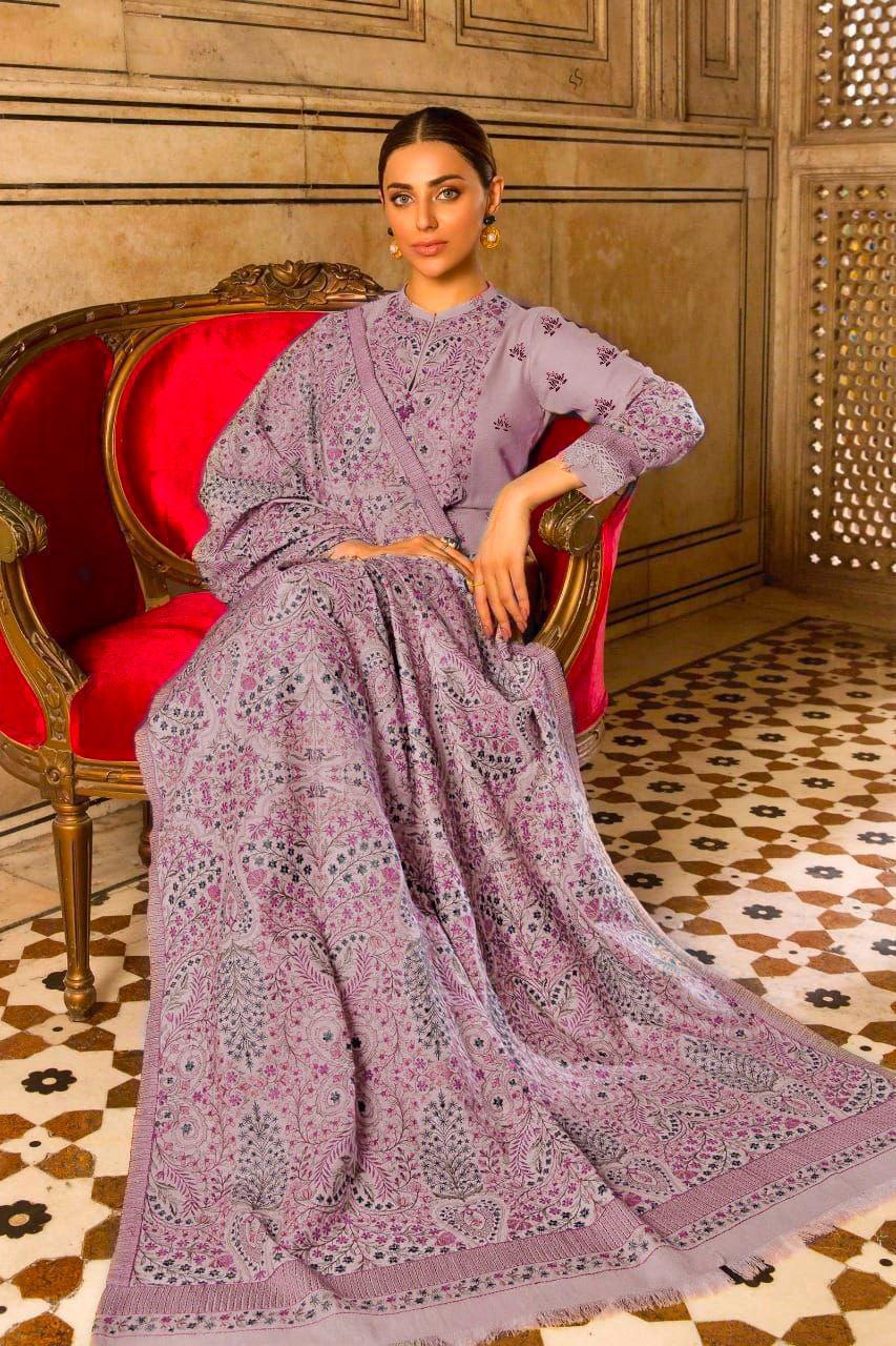 3PC Unstitched Karandi Embroidered Shirt with Karandi Embroidered Dupatta MT-109